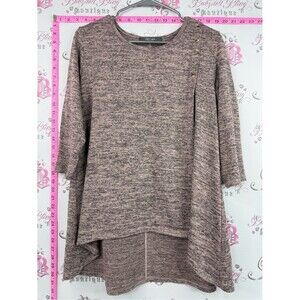 Coin 1804 shirt Pink Heathered Knit Tunic Top with Shoulder Buttons